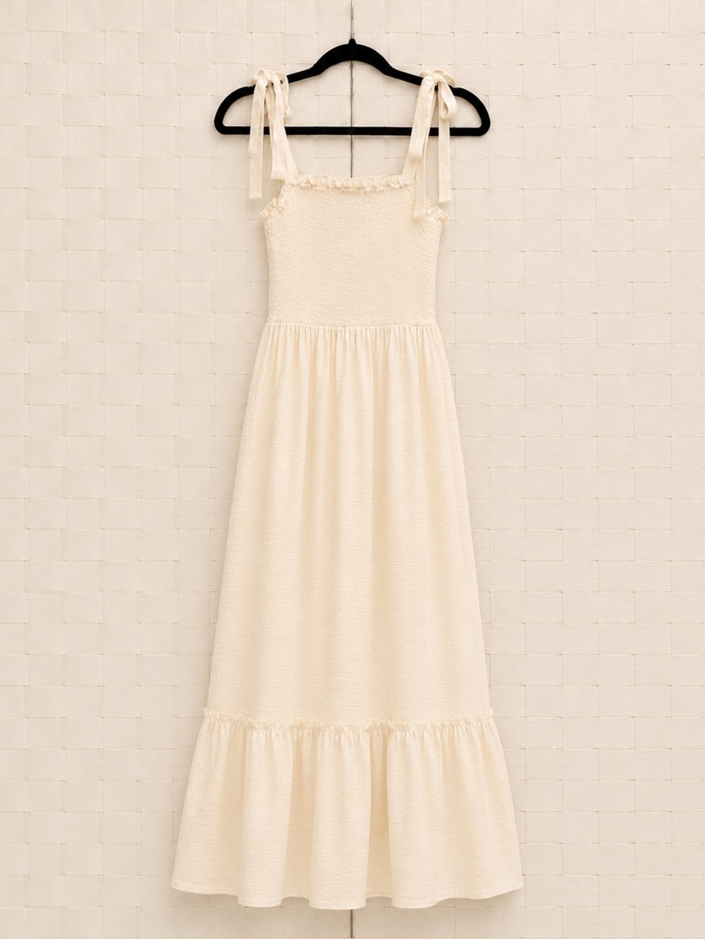 NEW Size LARGE Summer Boho Sundress, Cotton Linen-Look, Tie-strap Ruffle Beach